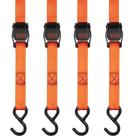 Black & Decker 10' x 1 in Cam-Buckle Tie Down, 900 lb, 4PK BDX1004